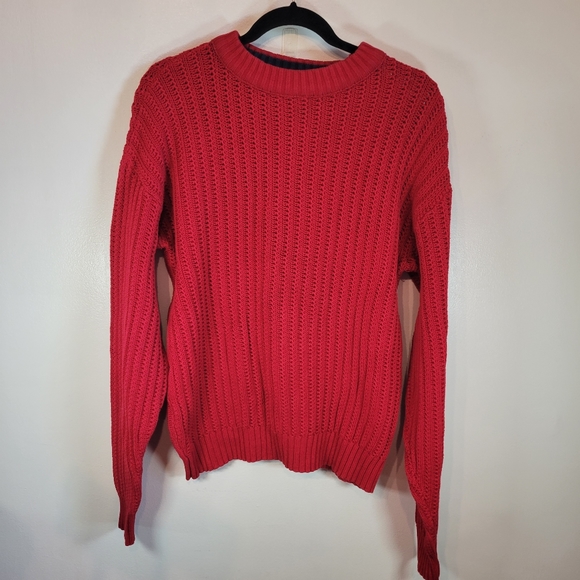 Mens Vintage Nautica Red Knit Sweater Medium Made In USA - Picture 2 of 16